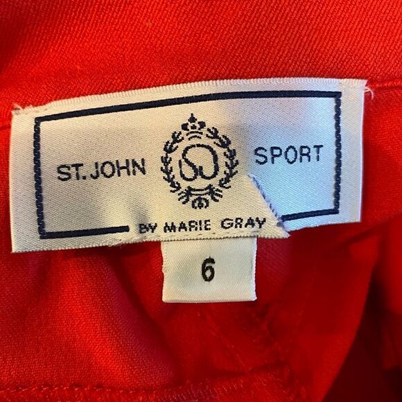 St. John Sz 6 Red Cotton Spandex High Waisted Classic Resort Wear Pants - Picture 6 of 8